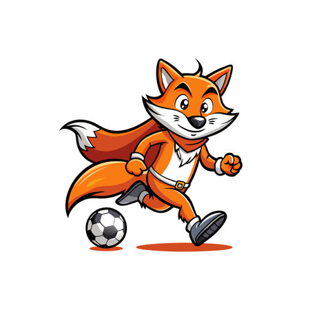 Playful Fox's Football Kickのイラスト素材