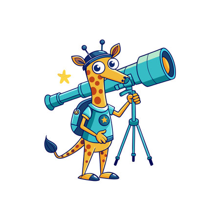 Whimsical Giraffe Using Telescope to Exploreのイラスト素材