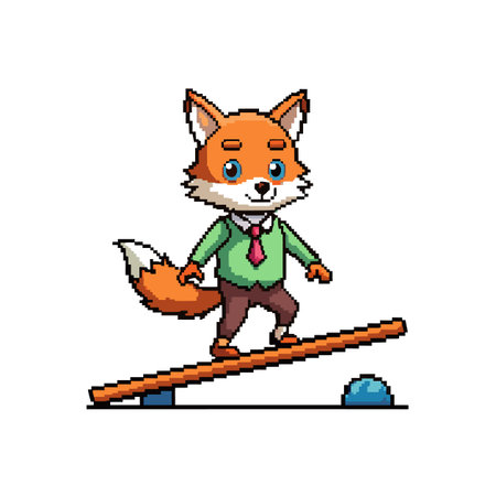 Joyful Fearless Fox Practicing Balanceのイラスト素材