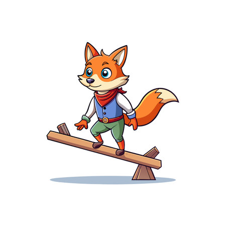 Dynamic Fox on the Beam of Balanceのイラスト素材