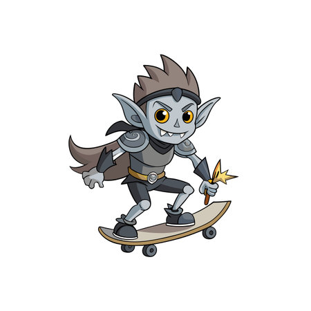 Dynamic Elf Archer's Skateboarding Funのイラスト素材