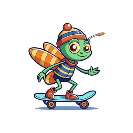 Joyful Skateboarding Elf Archerのイラスト素材