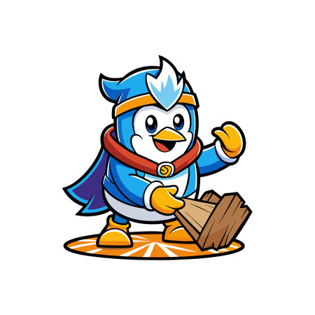 Dancing Penguin Sanding Wood with Energyのイラスト素材