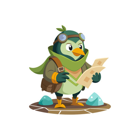 Joyful Penguin Sorting Maps with Styleのイラスト素材