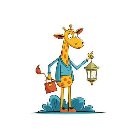 Joyful Giraffe on a Rooftop Adventureのイラスト素材