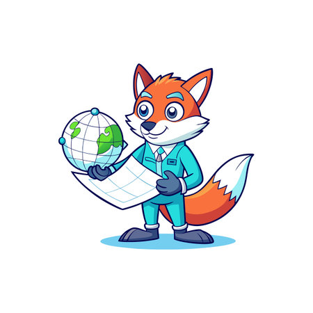 Brave Fox Navigating Through Vibrant Mapsのイラスト素材