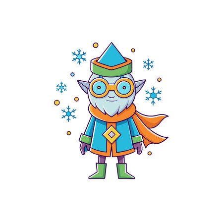 Magical Wizard Crafting Snowflakesのイラスト素材