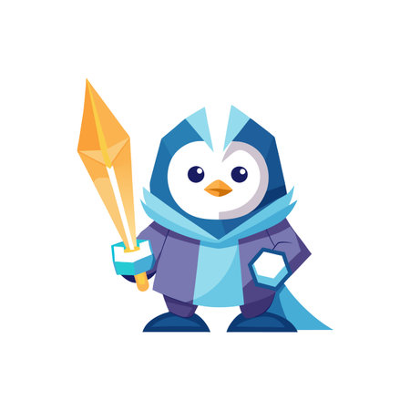 Dancing Penguin Creating Colorful Origamiのイラスト素材