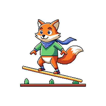 Fearless Fox Balancing on a Beamのイラスト素材