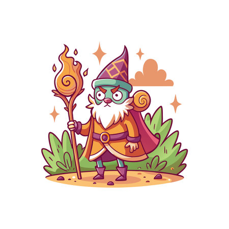 Dream Wizard Hiking Through a Forestのイラスト素材