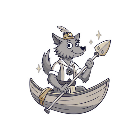Whimsical Wizard's Joyful Canoeingのイラスト素材