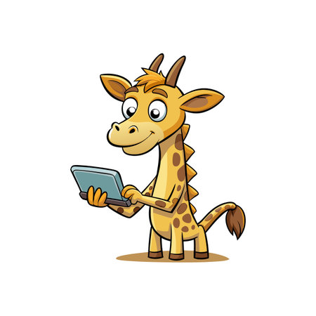 Clumsy Giraffe Sanding Wood Piece in Workshopのイラスト素材