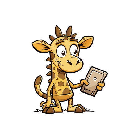 Clumsy Giraffe Sanding Wood in Craft Workshopのイラスト素材