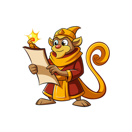 Whimsical Dancing Penguin and Ancient Scrollのイラスト素材