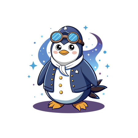 Dancing Penguin Sketching a Building in Natureのイラスト素材