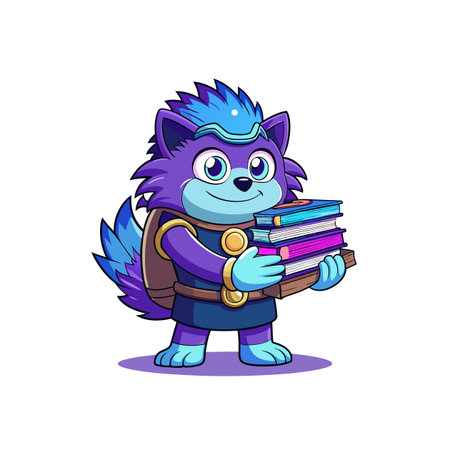 Grumpy Hedgehog Stacking Books with Careのイラスト素材