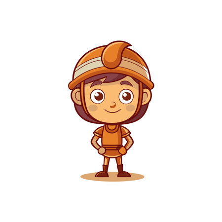 Cartoon firefighter standing tall wearing helmet illustration graphicのイラスト素材