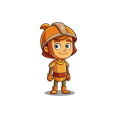 Cute cartoon knight illustration on white background imageのイラスト素材