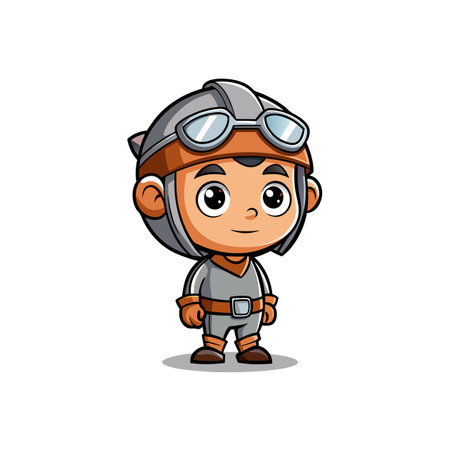 Cartoon aviator boy character with helmet and gogglesのイラスト素材