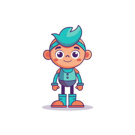 Cartoon style kid standing upright on a white backgroundのイラスト素材