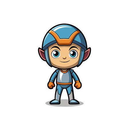 Cartoon Futuristic Character Illustration in Costume and Helmetのイラスト素材