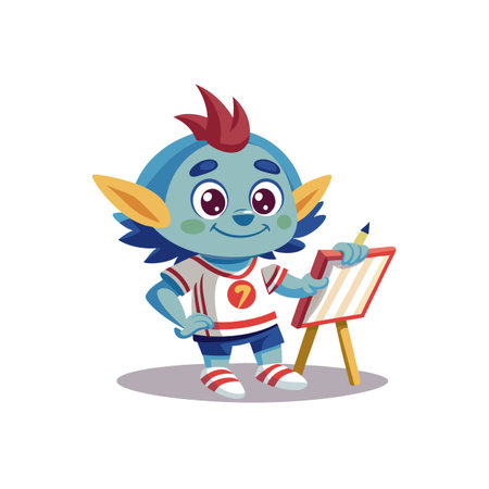 Friendly Cartoon Monster Artist Ready To Paint Artのイラスト素材