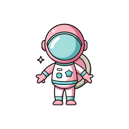 Cute cartoon astronaut character design in pink and blueのイラスト素材