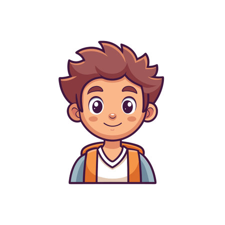 Cartoon style portrait of a friendly, happy young boyのイラスト素材