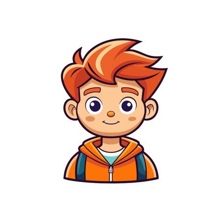 Cartoon illustration of a boy with orange hair styleのイラスト素材