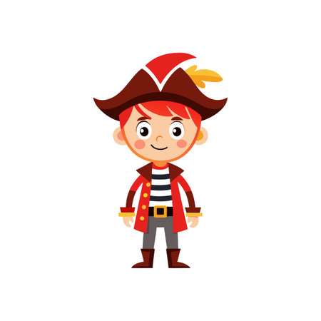 Cartoon pirate character standing against plain background illustrationのイラスト素材