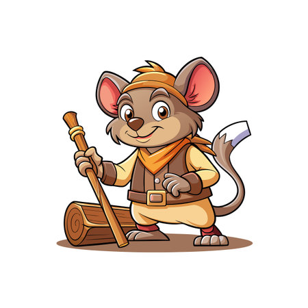 Adventurous mouse character ready for outdoor exploration cartoon illustrationのイラスト素材