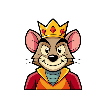 Cartoon illustration of regal mouse wearing crown and robesのイラスト素材
