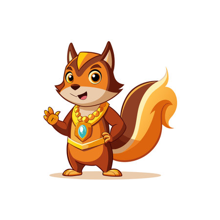 Cartoon squirrel wearing jewel necklace raising hand in greetingのイラスト素材