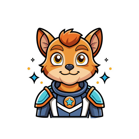 Smiling fox astronaut cartoon vector illustration on white backgroundのイラスト素材