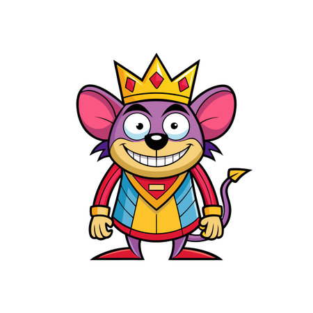 Cartoon mouse character wearing a king crown and outfitのイラスト素材