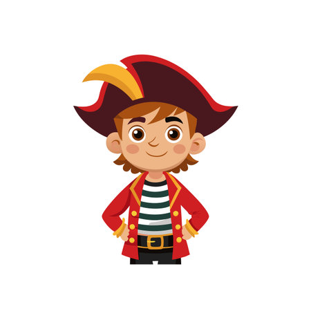 Cartoon boy dressed in pirate costume on white backgroundのイラスト素材