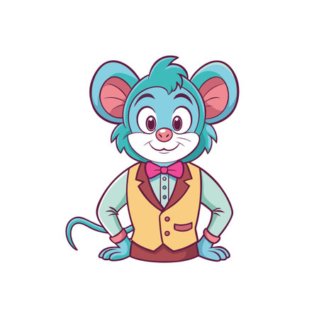 Cartoon mouse wearing a vest with bow tie, illustrationのイラスト素材