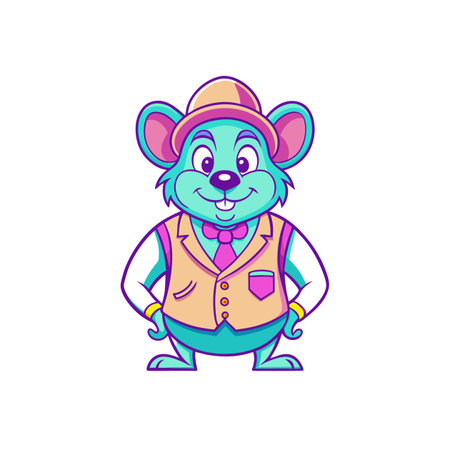 Cartoon mouse in suit illustration for stock image useのイラスト素材