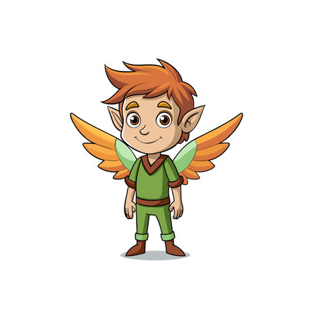 Cartoon fairy child with wings in simple vector styleのイラスト素材