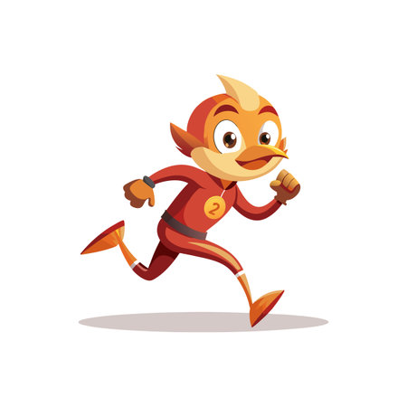 Cartoon bird athlete running fast with competitive drive forwardのイラスト素材