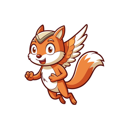 Cartoon flying fox character with wings vector illustrationのイラスト素材