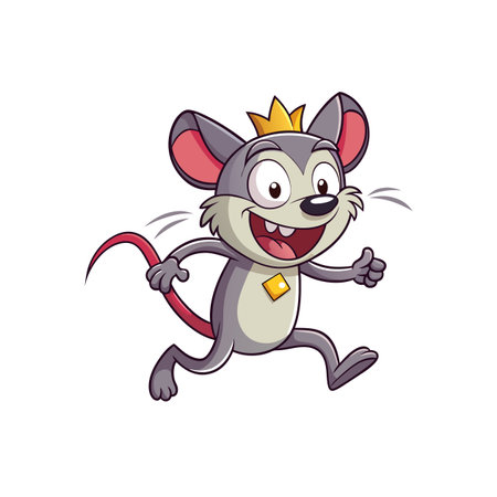 Joyful cartoon mouse character running with thumbs up gestureのイラスト素材