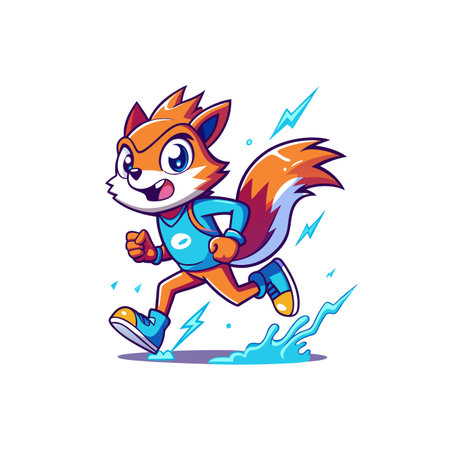 Cartoon squirrel character running at speed illustrationのイラスト素材