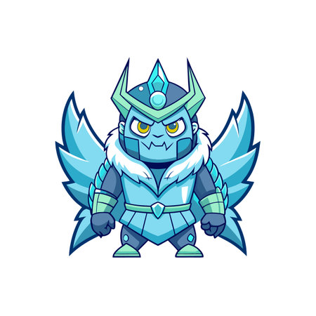 Cartoon ice guardian character isolated on a white backgroundのイラスト素材