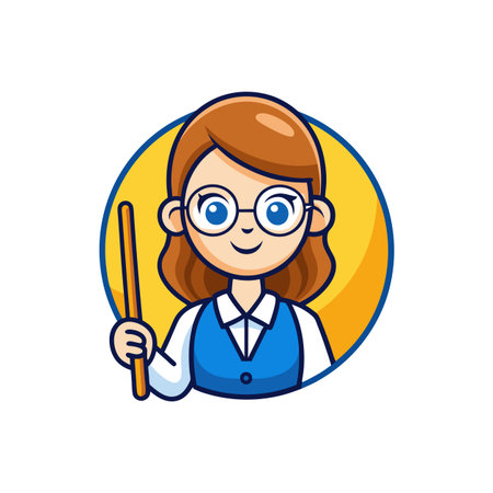 School girl holding a paint brush. Vector illustration in cartoon style.のイラスト素材