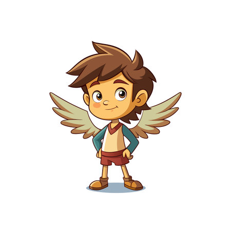 Cartoon angel boy posing with hands on waistのイラスト素材