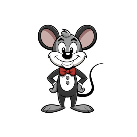 Cartoon mouse in tuxedo with bow tie illustrationのイラスト素材