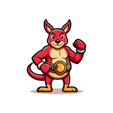 Boxing Cartoon Kangaroo Ready to Fightのイラスト素材