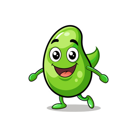 Cheerful Cartoon Lima Bean Characterのイラスト素材