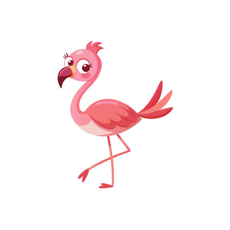 Elegant Cartoon Flamingo Balancing Gracefullyのイラスト素材